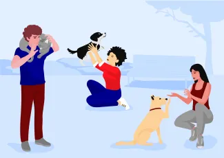 Famille avec des animaux