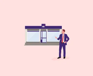 conseiller assurance devant une agence axa