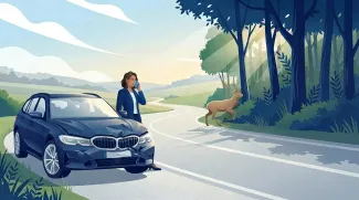 voiture qui a heurté une biche
