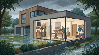 maison face à une inondation