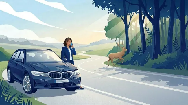 voiture qui a heurté une biche