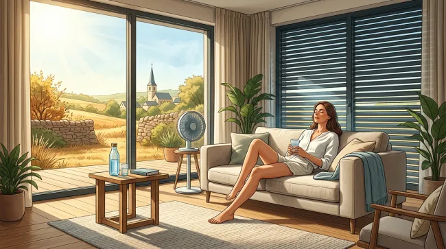 Femme sur son canapé pendant la canicule