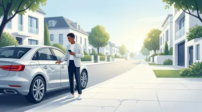 personne avec sa voiture abimée 