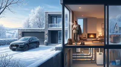 femme qui regarde la neige par la fenêtre de sa maison