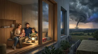 famille sur la canapé qui lit à travers une fenetre